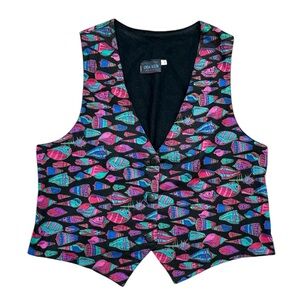90’s Linda Tilson Sarasota Vintage Vest Colorful Seashells USA XL